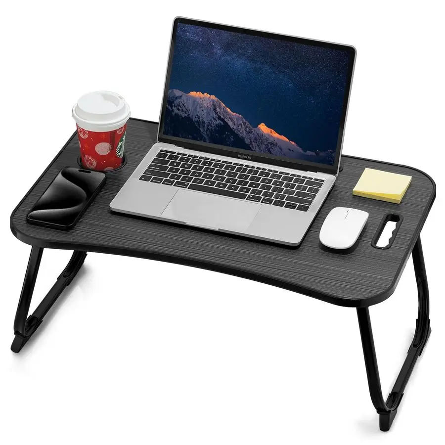 

Bed Desk, Foldable Lap Desk, Portable Lap Table, Laptop Stand with Cup Holder amp Tablet Slot amp Lifting Handle for Working Wri