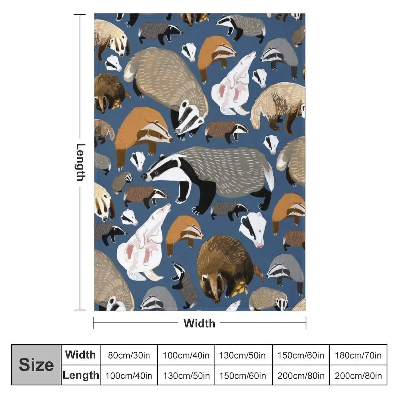 Eurasian badgers pattern Blue Throw Blanket Weighted Cute Plaid Blankets