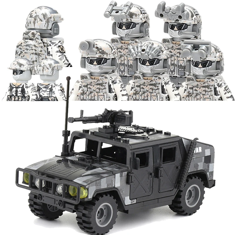 

City Police British Snow Special Forces Building Blocks SWAT Ghost Army Soldier Commando Figures Military Weapons Bricks Toys