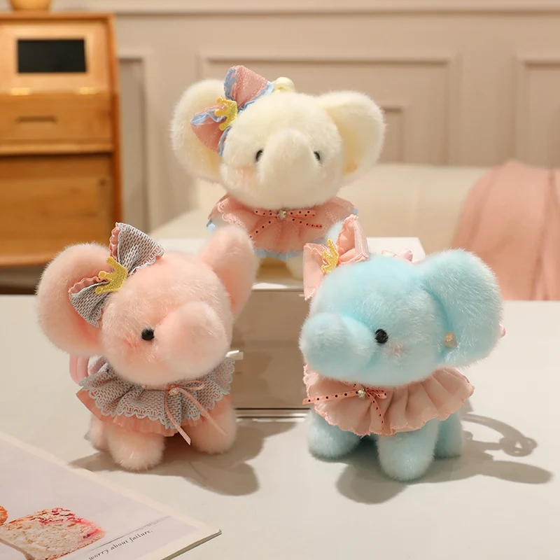 Mini Cartoon Baby Elephant Stuffed Keyring Lovely Forest Animal Plush Decor School Bag Accessory Photography Prop Party Favor