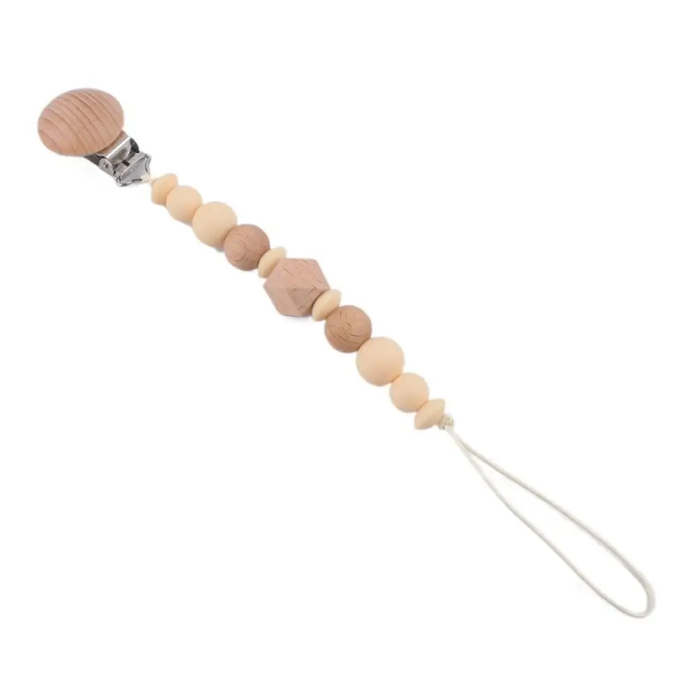 

Dummy Clips Pacifier Holder Clips Octagonal Space Beads Wood Baby Pacifier Chain Nipple Holder Clips Soother Holder