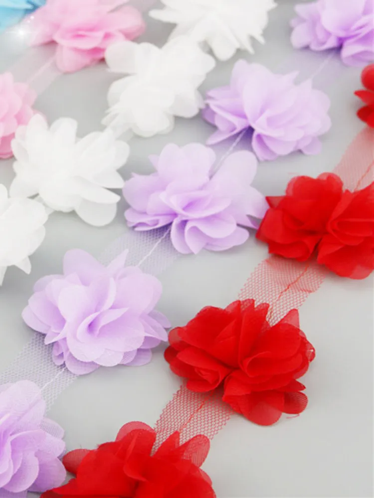 (60 Pieces/Lot) White Petal Chiffon Lace Fabric Webbing Decoration Love Gift Ribbons Crafts