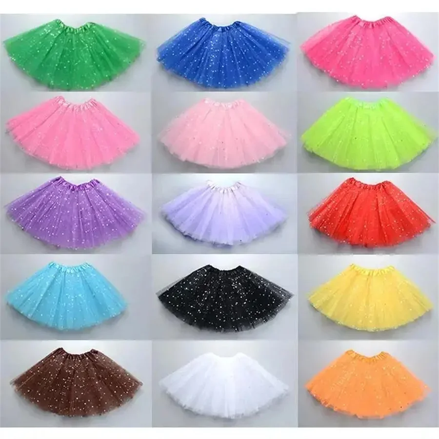 Girls Tulle Star Short Tutu Skirt Children Fancy Ballet Dancewear Party Costume Ball Gown Mini Skirt