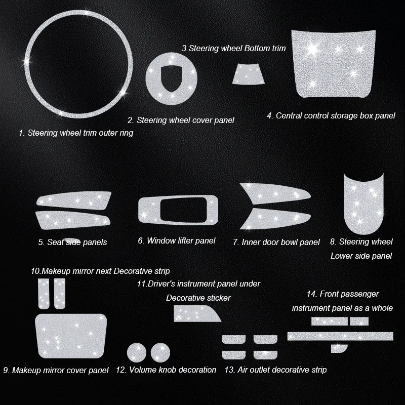 لبورشه 718 2016-2024 911 2012-2018 بوكستر كايمان تعديل السيارة الداخلية الماس مطعمة زخارف اللوحات شرائط