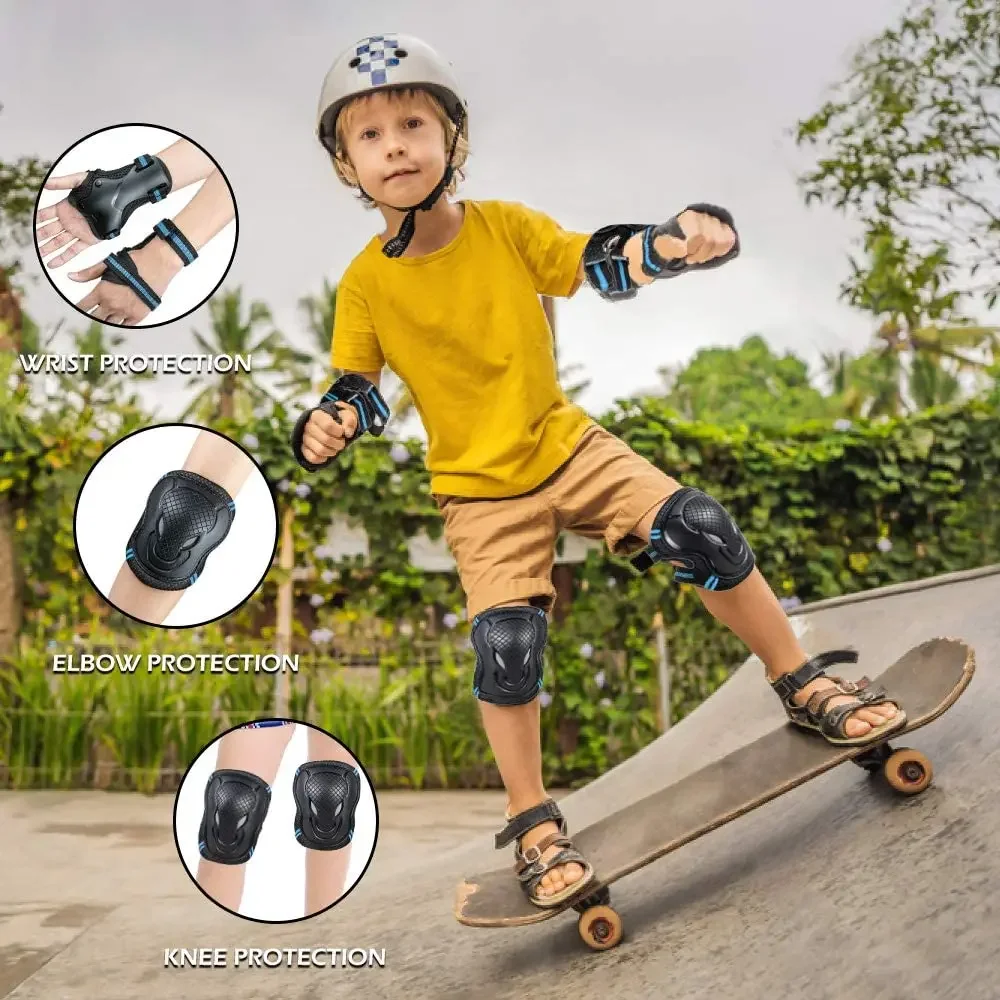 Kids Youth Adult Skateboard Protective Gear Set Knee Pads Elbow Pads Wrist Guard Roller Skating Cycling Riding Scooter Bicycle