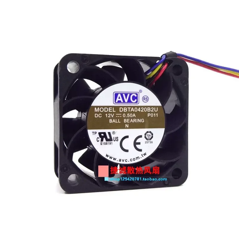 Original AVC 4020 12V 0.50A 4CM 4-wire PWM Double Ball Cooling Fan for DBTA0420B2U