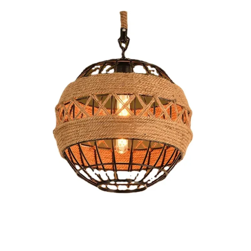 

American loft rural retro hemp rope industrial wind chandelier restaurant bar cafe light pendant lamp dining room droplight