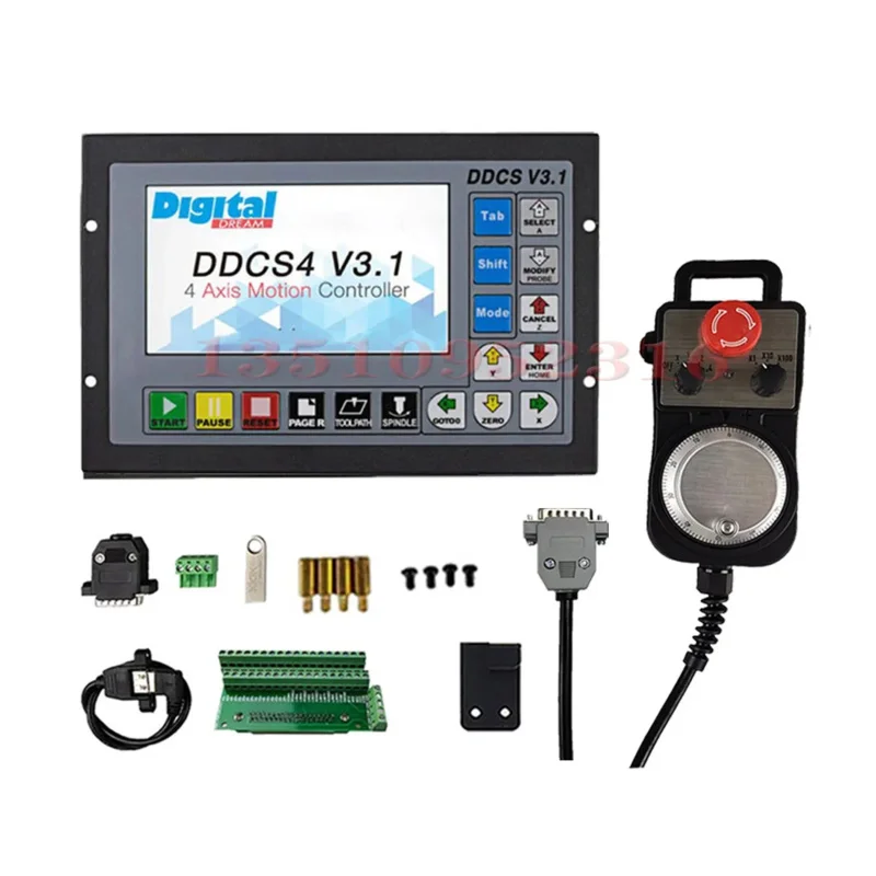 Cnc Offline Controller Ddcsv3.1/Ddcsv4.1 3axis/4axis Control System G-code Usb Interface Metal Housing With E-stop Mpg Handwheel