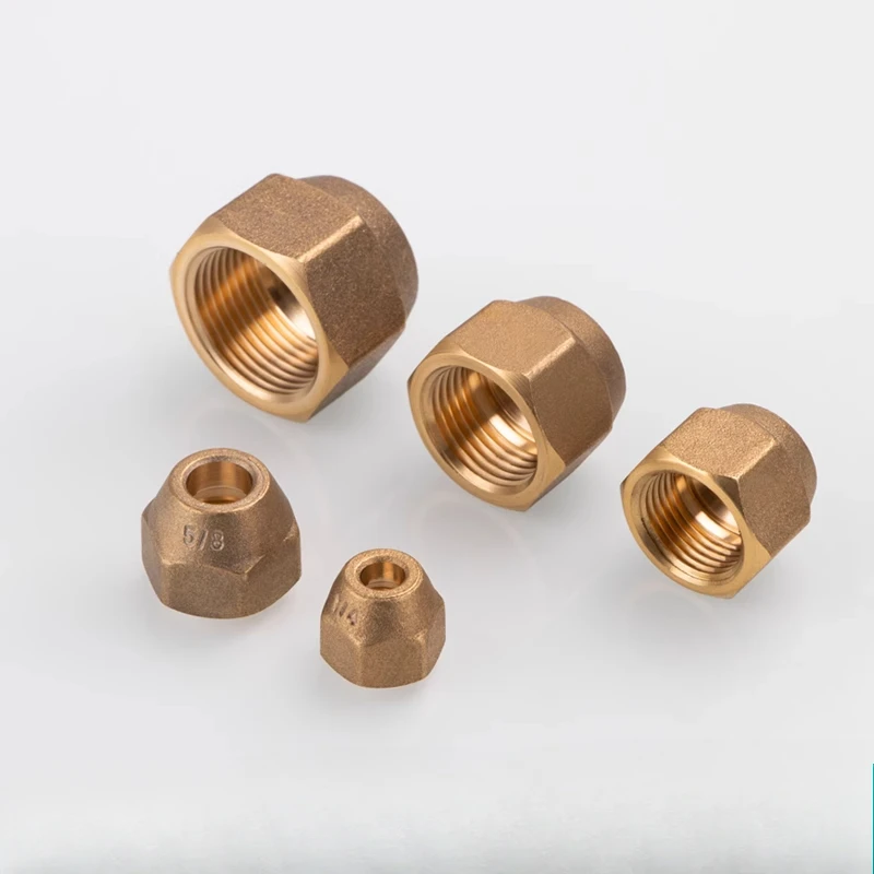 2PCS Air conditioning copper pipe connection nut  forging imperial thickened  pipe lock  cap