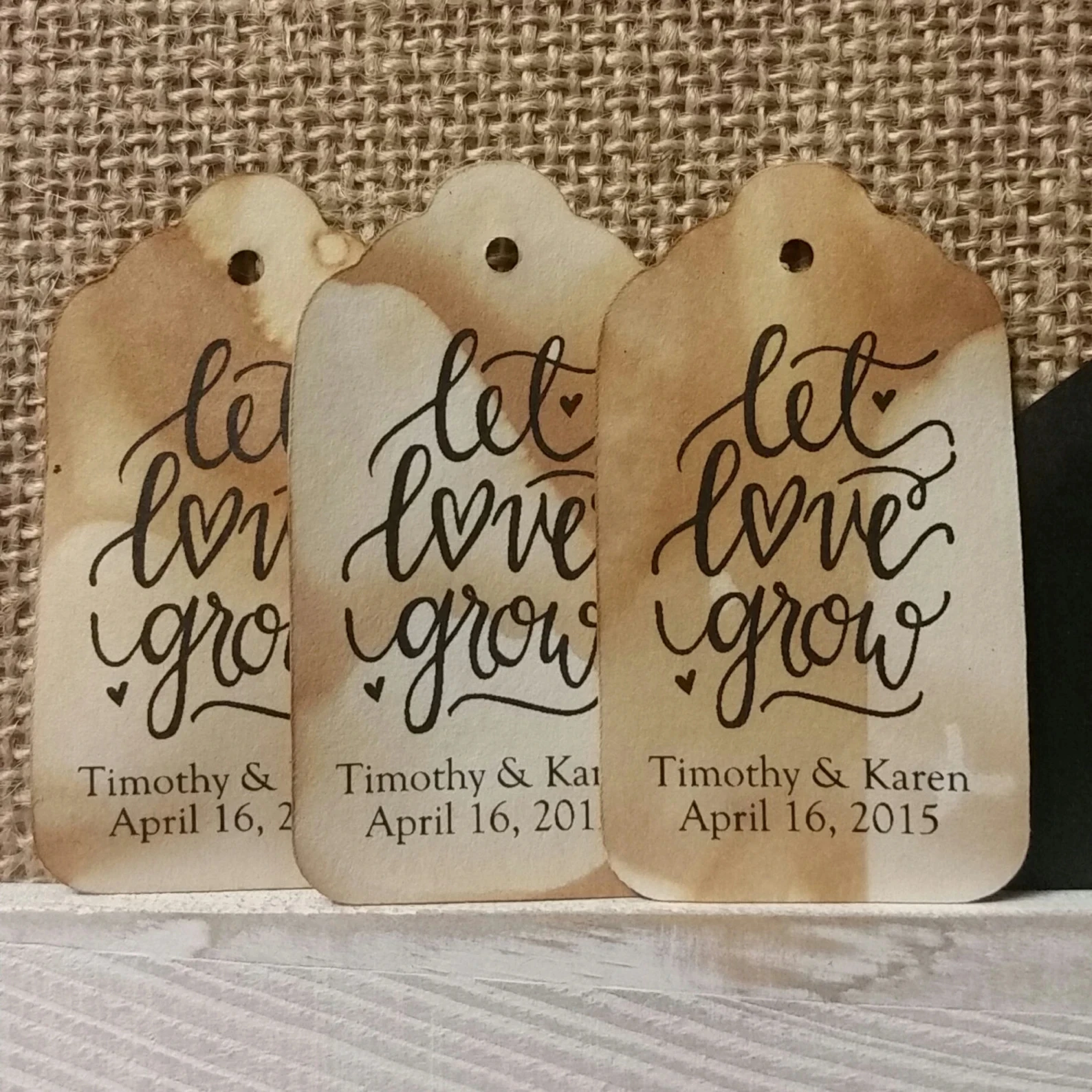 50PCS Custom Let Love Grow Personalized (my MEDIUM, LARGE or SMALL tag) favor tag