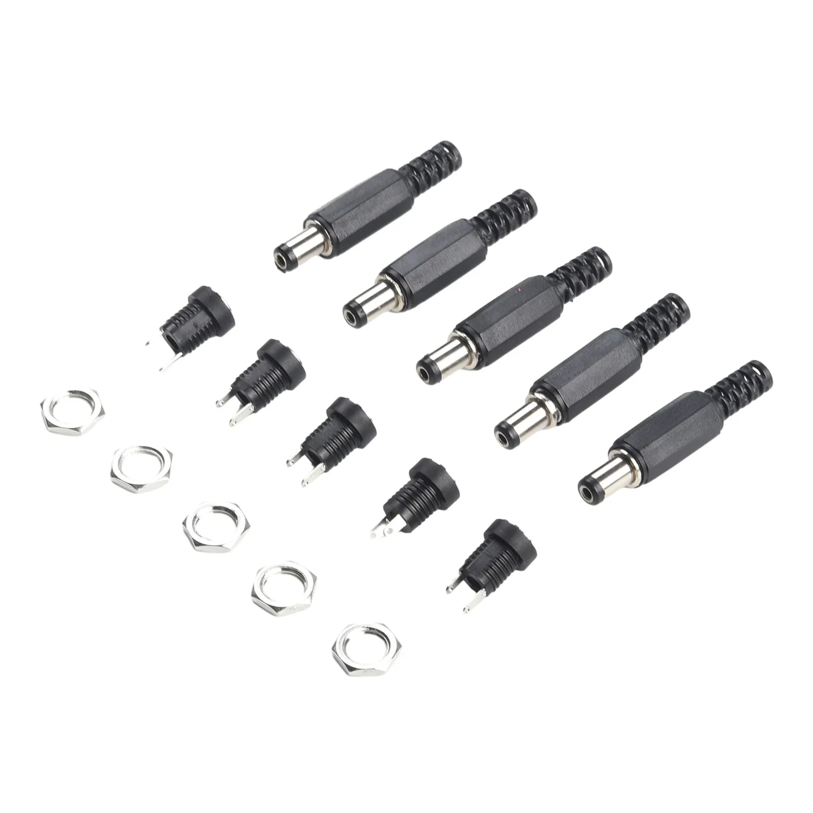 DC 12V Adapter DC Power Connector 12V Power Adapter 5 Pairs Black And Silver Pin Power Outlet Press-Fit Male & Female