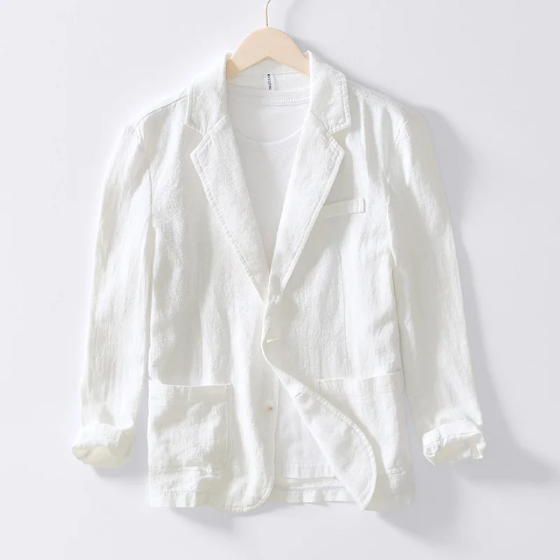 

Loose Fashion Solid Color Single-Layer Suit Jacket Business Casual Cotton and Linen Suit Jacket Men