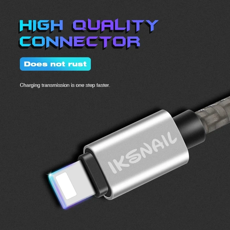 IKSNAIL USB Cable For iPhone 14 13 12 11 Pro Max Mini 6 7 8 Plus XS X XR SE iPad 20W Phone Data Sync Fast Charging Wire Cord