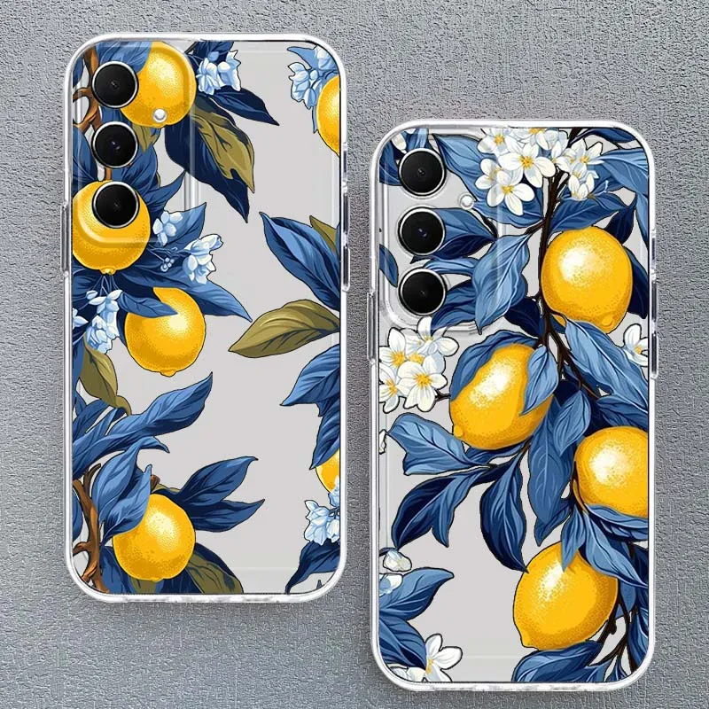 Creative Lemon Pattern For Samsung Galaxy A73 A72 A71 A55 A56 A54 A36 A35 A16 A15 Transparent Phone Case Cover
