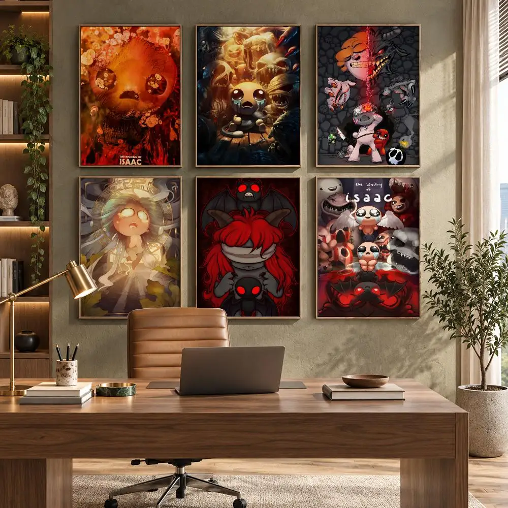The Binding of Isaac Indie Horror Game Poster Self-Adhesive PP Paper HD Wall Decal for Study Living Room Garage DIY Gift