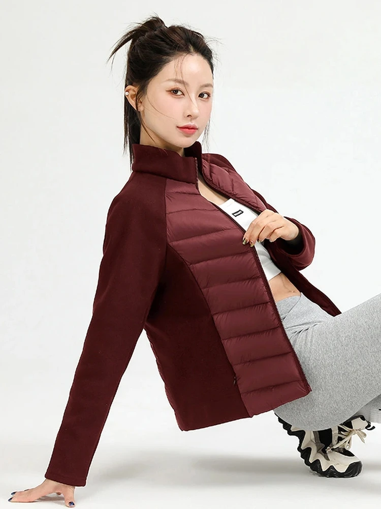 Quente gola roupas de fitn leve para baixo jaet ort sle portátil versátil feminino facionable inverno outerwear