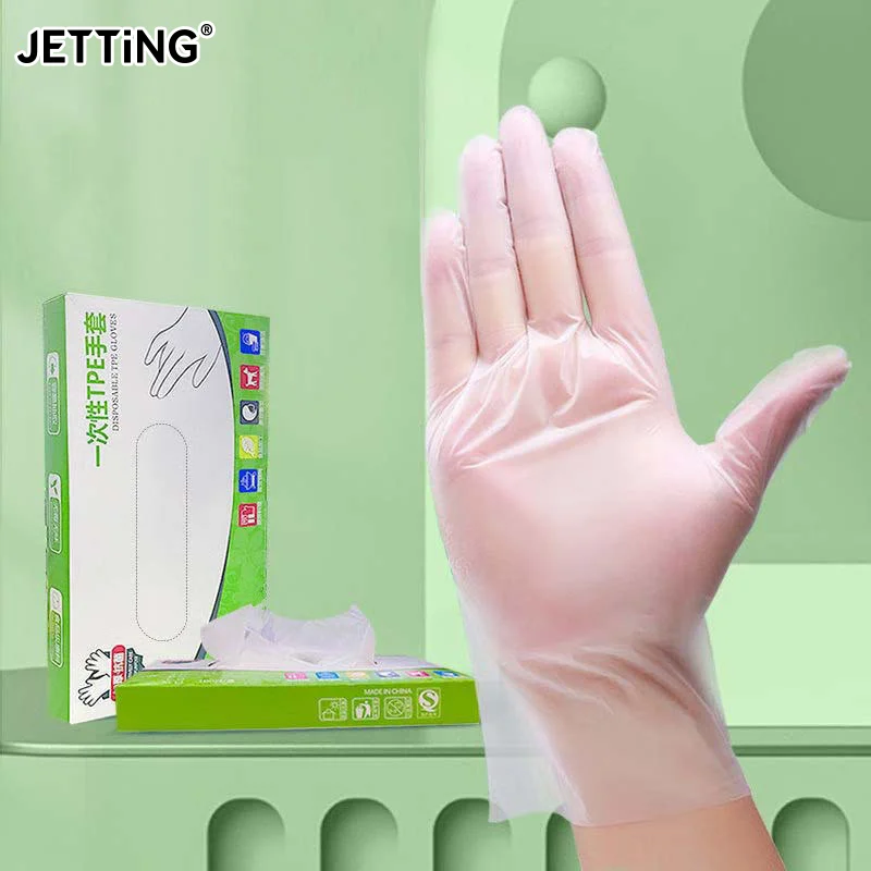 50Pcs/Box Latex Free Gloves TPE Disposable Gloves Transparent Non-Slip Acid Work Safety Food Grade Household Cleaning Gloves