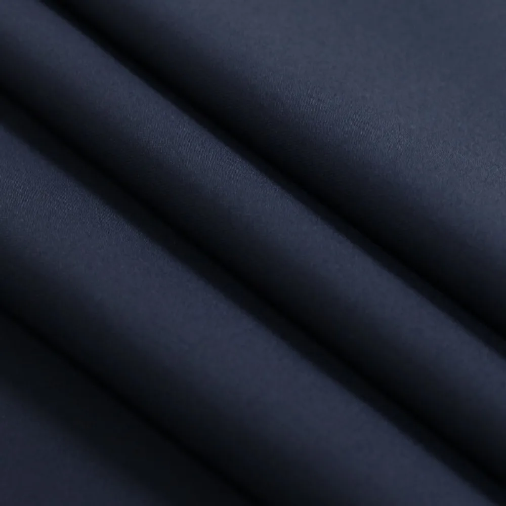 Navy Wool Blend Gabardine Fabric, Anti Static Shape Retention Wool Polyester Cloth For Formal Uniforms And Tailored Outerwear