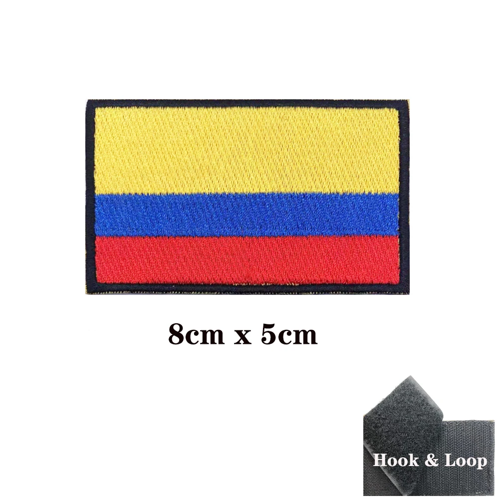 Colombia flag Patches Armband Embroidered Patch Hook & Loop Iron On Embroidery  Badge Military Stripe