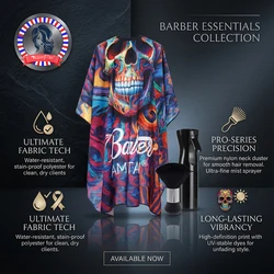 Waterproof Hairdressing Shawl Bib paper Set Skull pattern Nylon Hairdressing Clothes Chopped Hair Isolator Hair Dyeing Tool