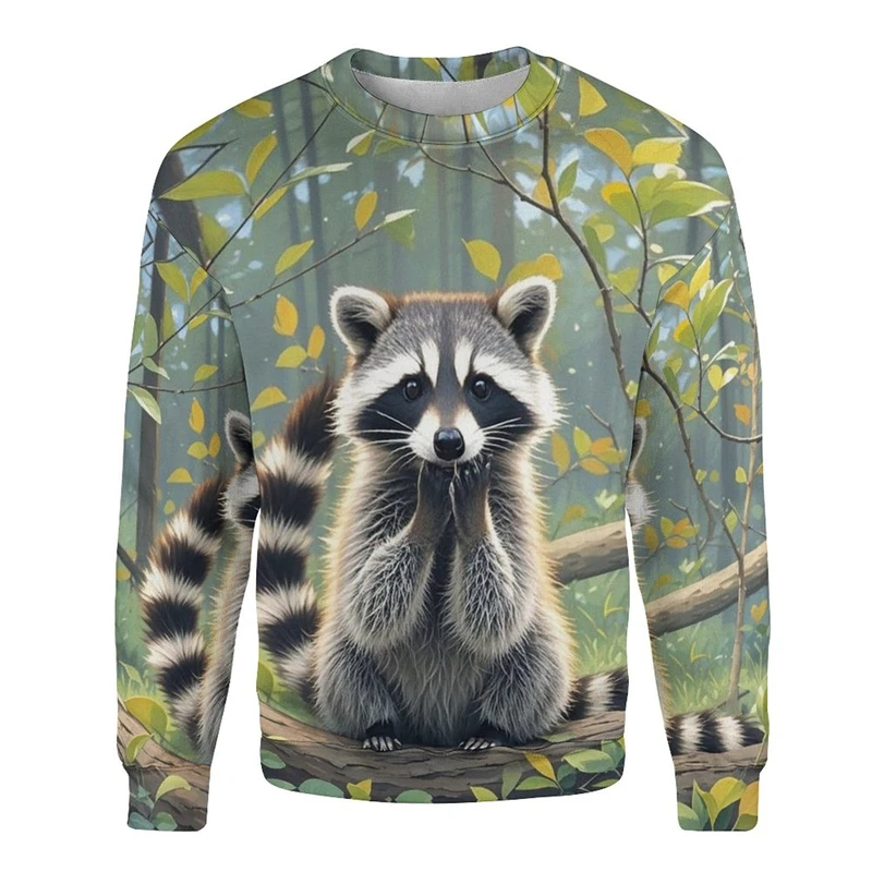 Cute Raccoon Ugly Christmas Sweater Women Clothes Funny Animal Female Pullover Raccoons Graphic Sweatshirt Harajuku Unisex Tops