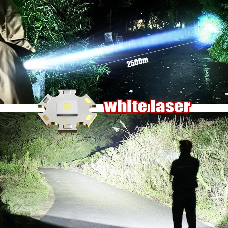ترقية مصباح LED فائق السطوع مصباح يدوي 1000000LM شعلة ضوء قوية ليزر أبيض قوي طويل المدى مصباح يدوي فانوس قابل لإعادة الشحن #3