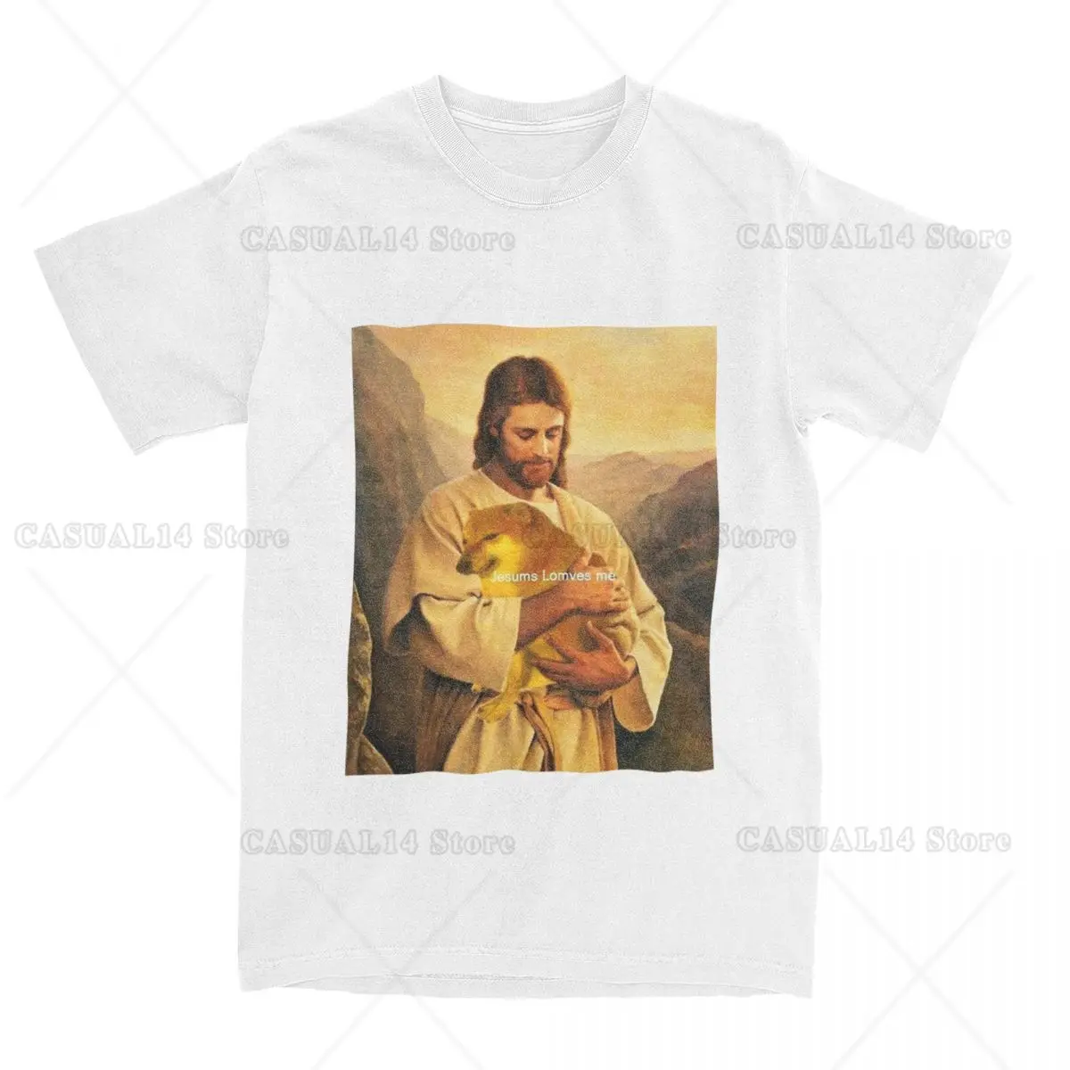 Cheems Jesus T-Shirts Men Women Doge Meme Awesome Pure Cotton Tee Shirt O Neck Short Sleeve T Shirts Birthday Clothing