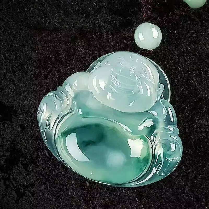 

Genuine Myanmar natural A jadeite high ice species floating green Buddha pendant