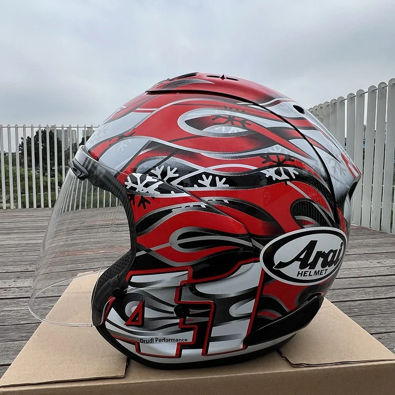 3/4 Open Face Helmet SZ-R EVO Motorcycle Helmet HAGA Red Flame Summer Jet Scooter Motobike Half Helmets Cascos Para Moto