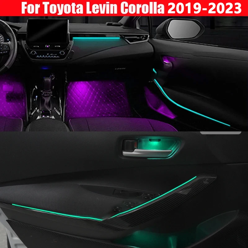 

17 in 1 LED RGB Ambient Lighting Kit for Toyota Corolla 2019-2023 64 Colors Acrylic Guide Fiber Strip Decoration Atmosphere Lamp