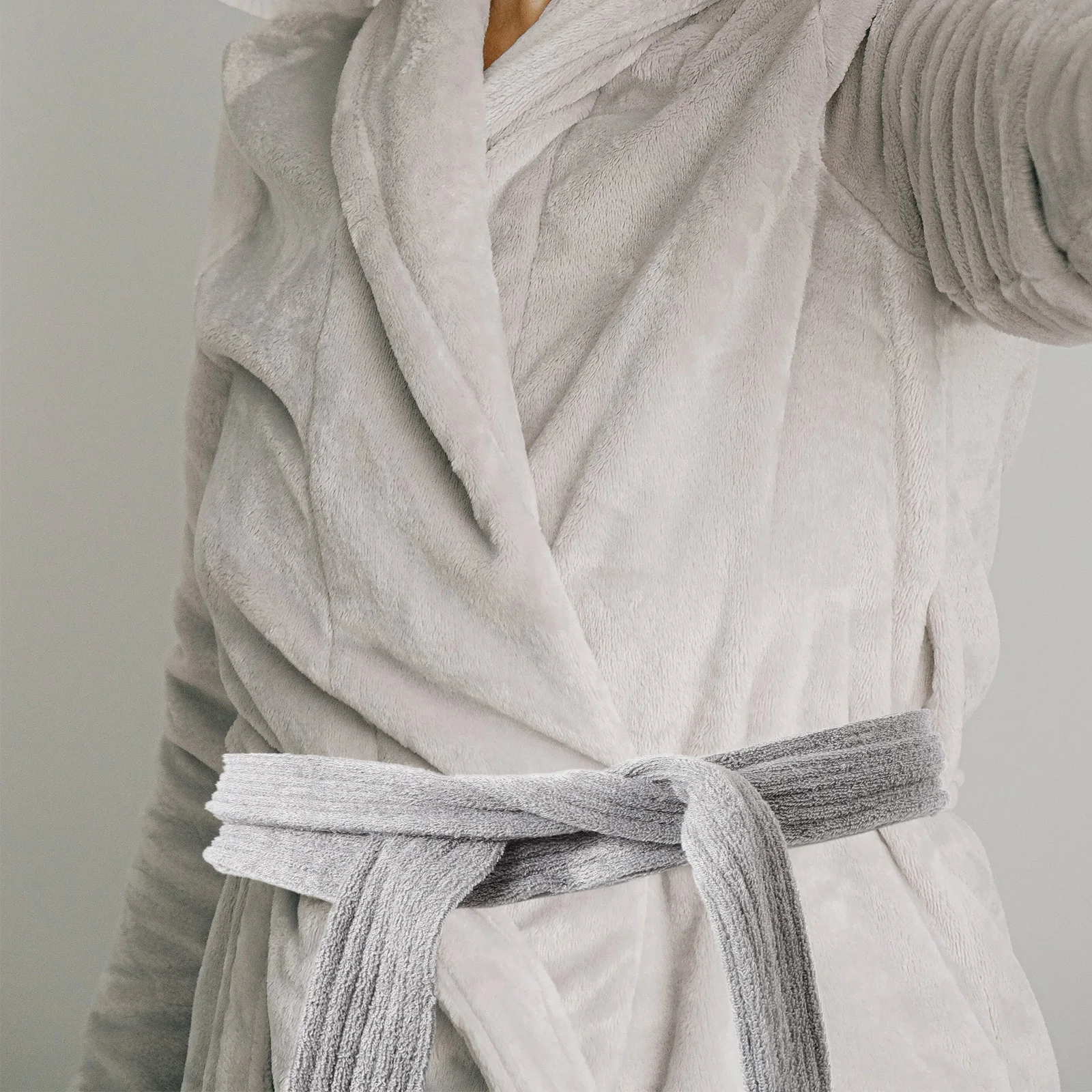 

Thick Flannel Bathrobe Belt Coral Fleece White Color Replacement Hotel Spa Adjustable Most Hand Washable