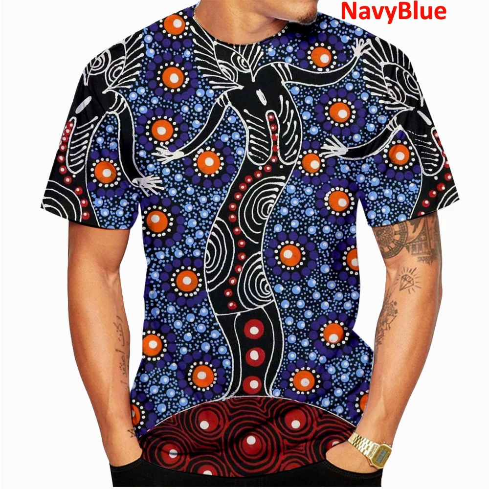 2023 New Fashion Aboriginal Psychedelic Indigenous Vintage Ethnic Style Painting Art T-shirt for Men and Women