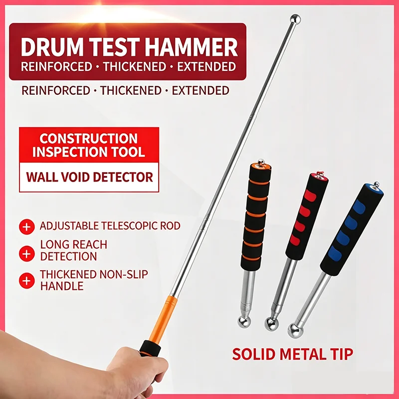 Retractable Wall Check Hammer Telescopic Empty Wall Detector Stainless Steel Inspection Rod  Home Acceptance Testing Tool
