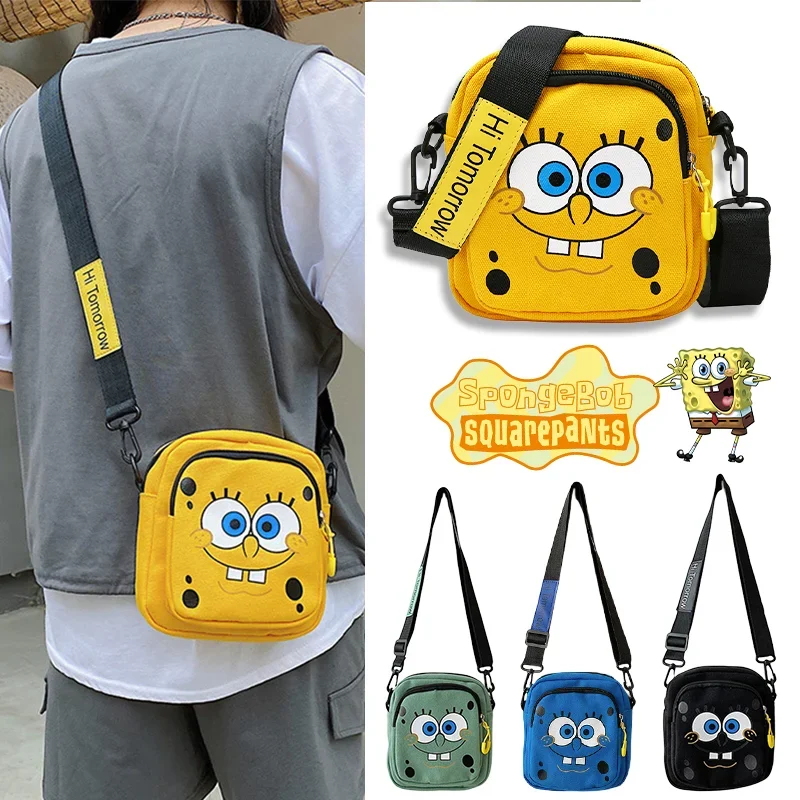 SpongeBob Shoulder Bag Anime Cute Boys Girls Small Messenger Shopper Cartoon Coin Fashion Students Travel Crossbody Makeup Bag