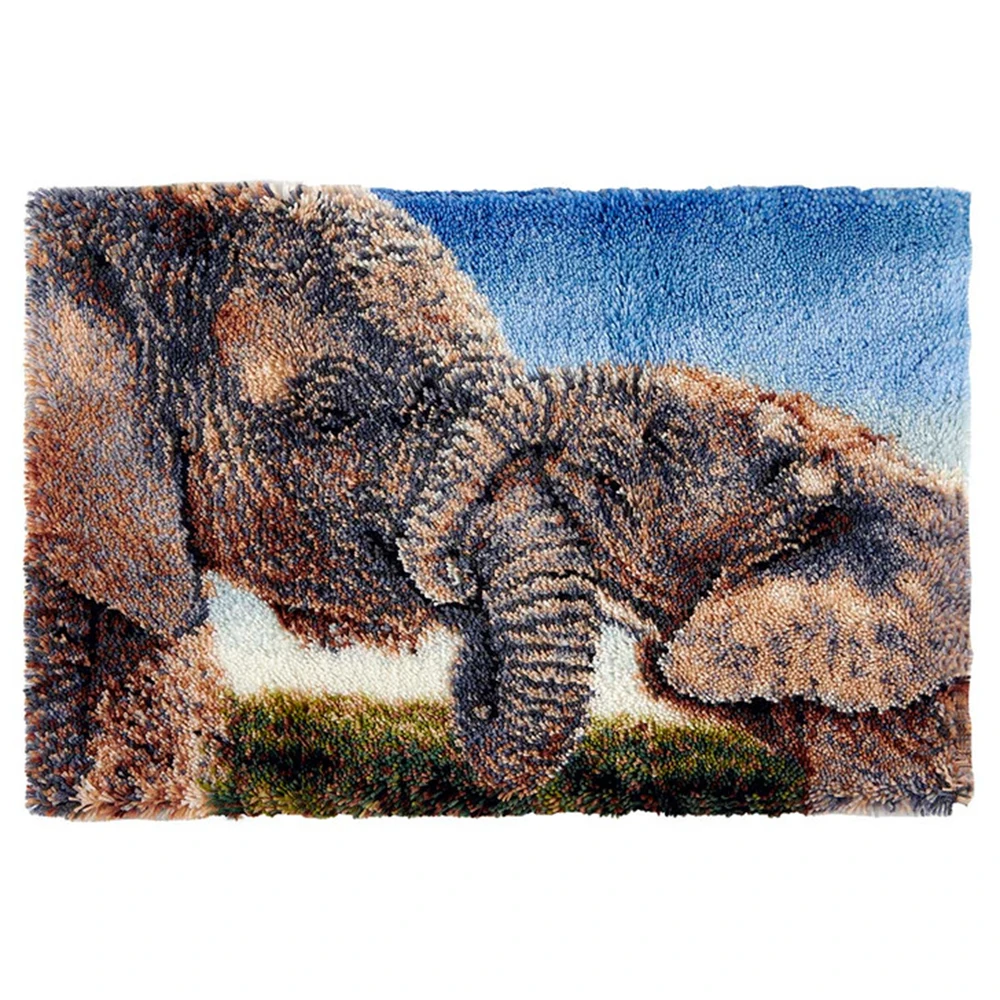 DIY Elephant Latch Hook Rug Kits Carpet embroidery do it yourself Animal Tapestry with Preprinted Canvas Pattern Home decoration