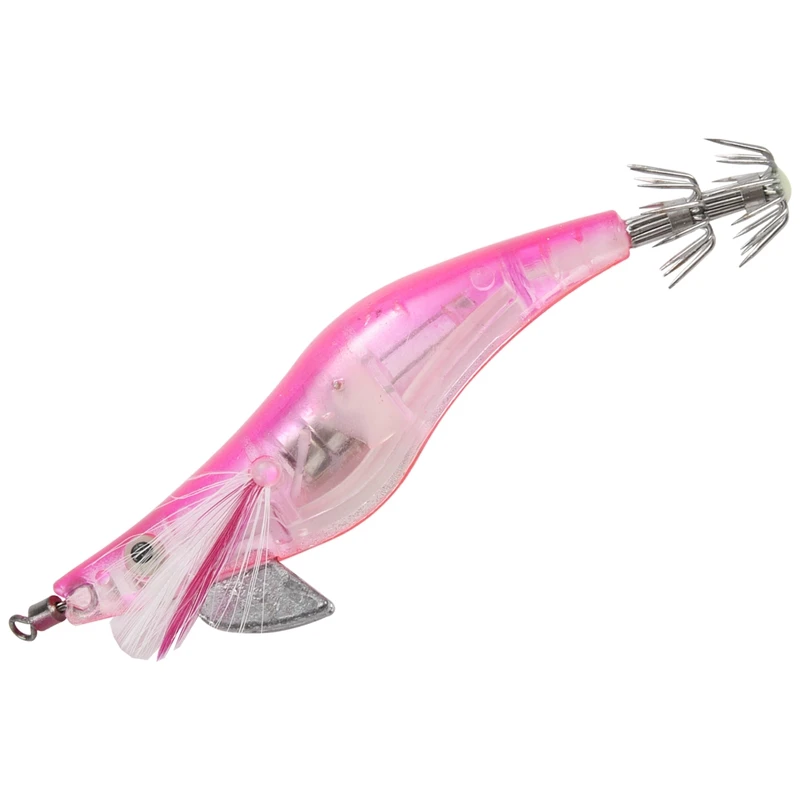 A57T 1pc Rose Red Flashing LED Fishing Lure Flash Light 10cm Minnow Luminous Squid Jig Shrimp Bait Night Fishing Lure