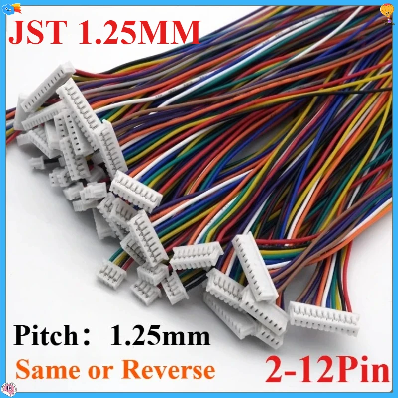 

10Pcs JST 1.25mm Cable Connector 1.25MM Double Electronic Wire Connectors 10/15/20/30CM Flat Ribbon Terminal Wire Cable JST1.25
