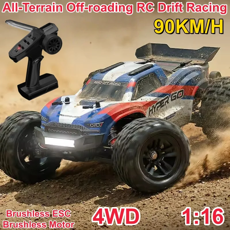 1:16 90KM/H Brushless RC Racing Car With 11.1V Battery 4WD High-Speed Road Climbing Remote Control Racing Car Adult Metal Truck