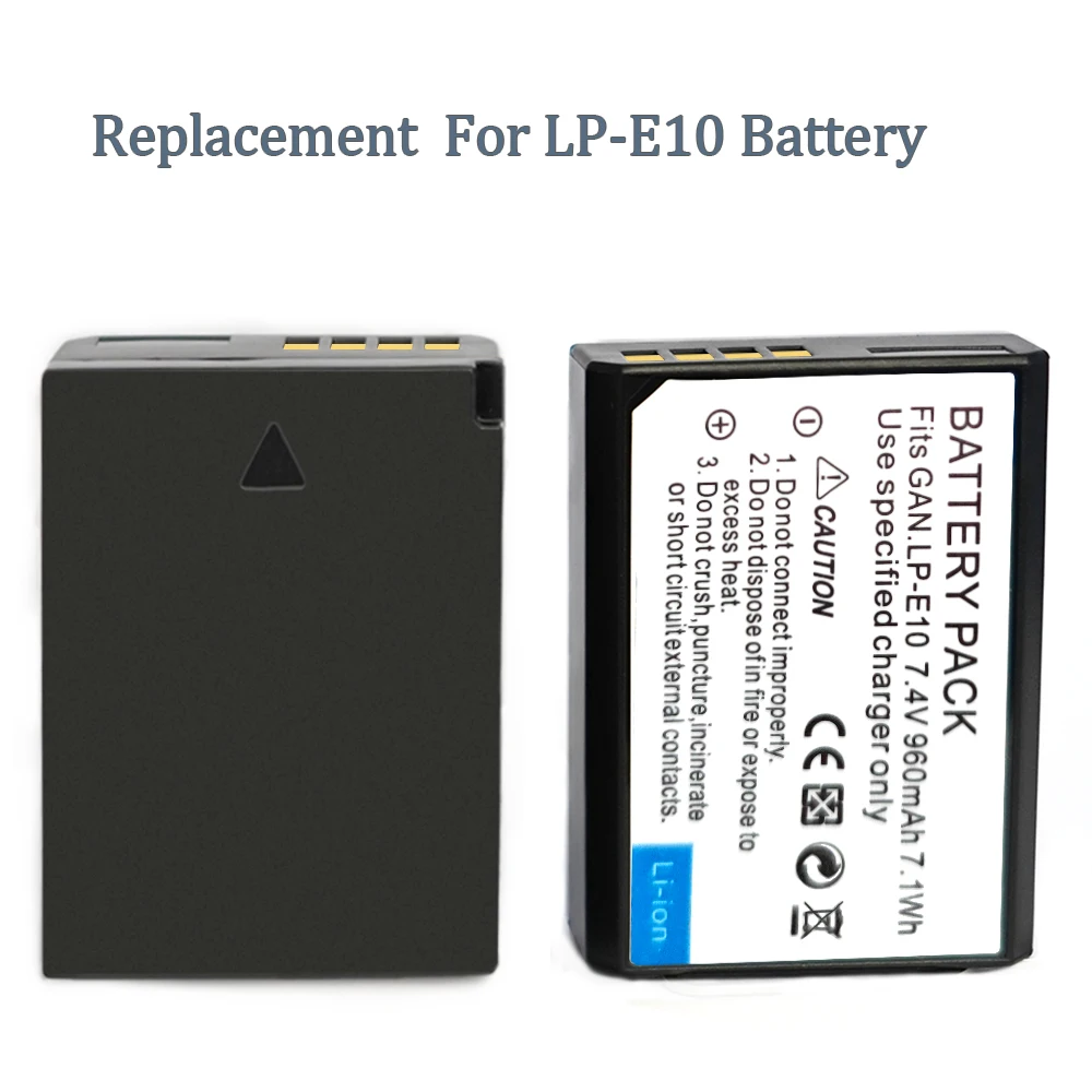 LP-E10 LPE10 E10 Battery for Canon EOS Rebel T3, T5, T6, T7, Kiss X50, X70, X80, X90, 1100D, 1200D, 1300D, 1500D Camera