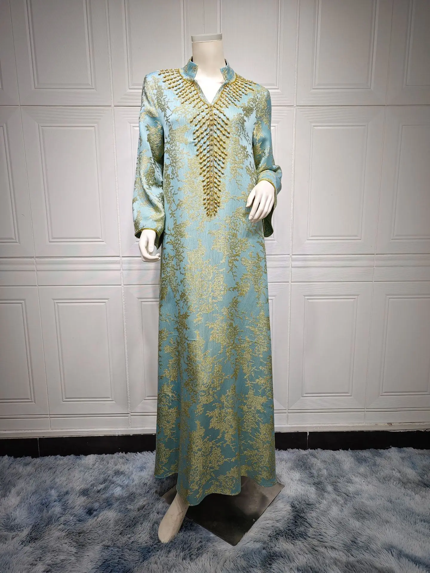 AB350Manufacture embroidery beaded Eid long dresses qatar muslim woman women dress top 2024