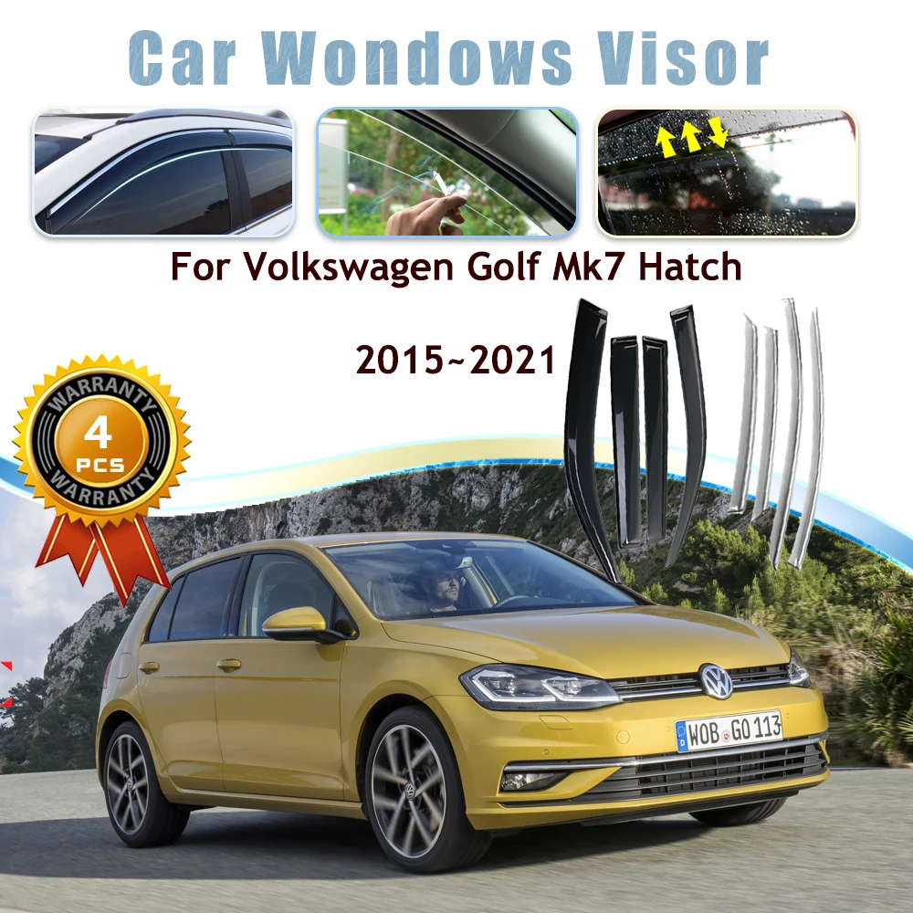 Car Window Visors For VW Volkswagen Golf 7 Mk7 Hatch 2015~2021 Waterproof Rain Guard Deflector Windshields Trim Auto Accessories