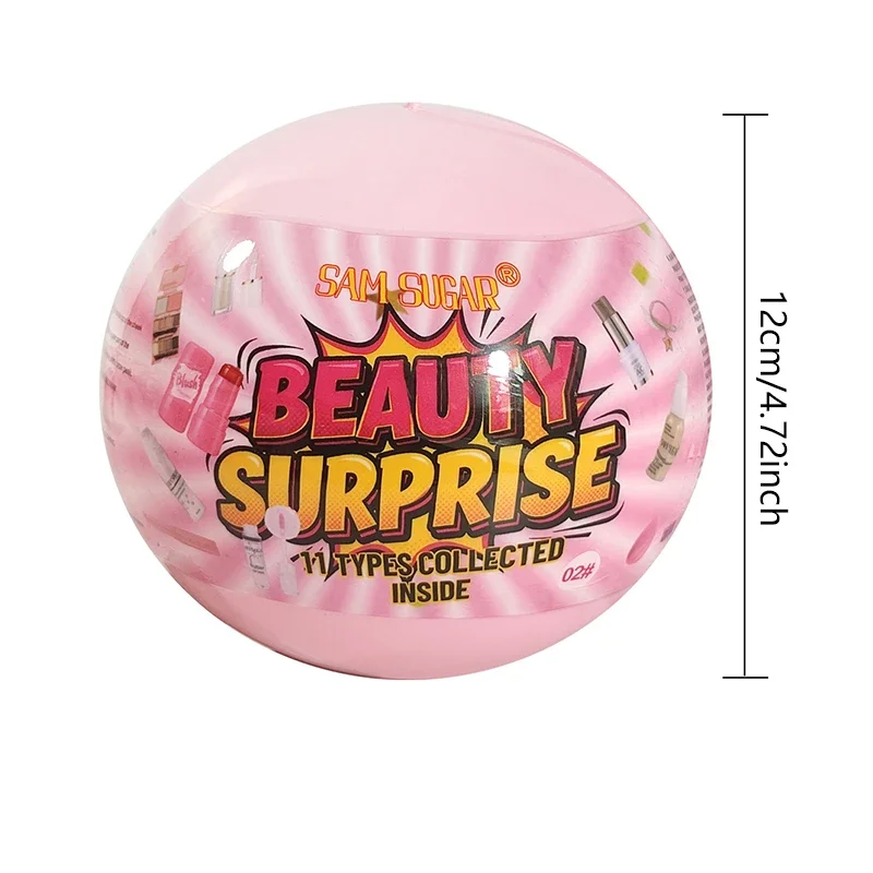 7個入りクリスマスミニメイクアップセット - 口紅、コンシーラー、チーク、パフ、5in1パレット、クリエイティブなボール型パッケージ、初心者向け、ホリデー用