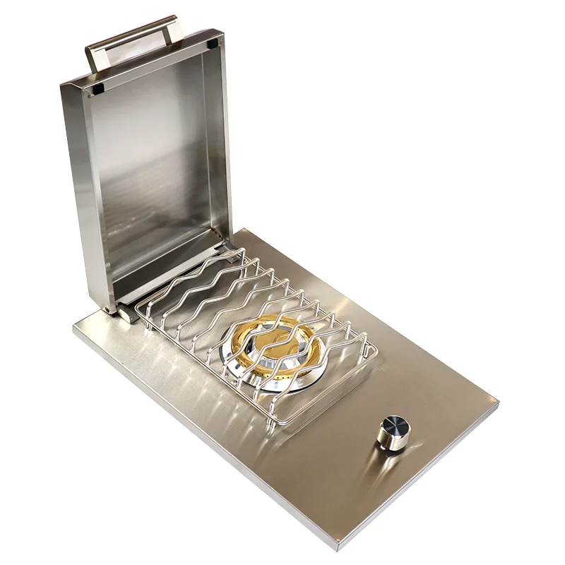 Stainless Steel Portable Outdoor BBQ Grill with Single Drop-In Side Burner