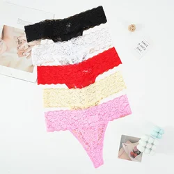 Sexy Lace Panties Female Underwear Thong Floral Lace Women Lingerie Breathable Briefs Low Waist Plus size G-String Transparent