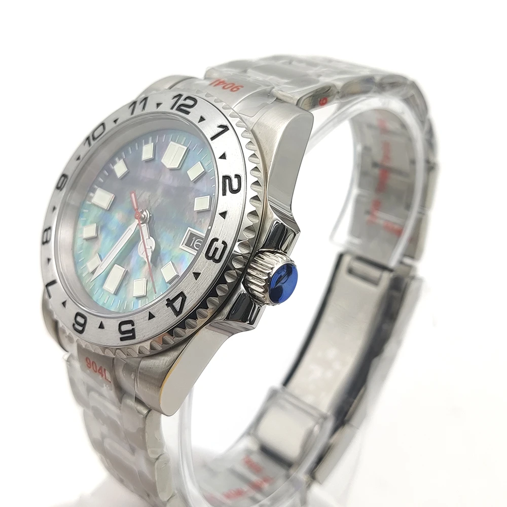 Relógio mecânico masculino, pulseira de aço inoxidável, vidro safira, mostrador asséptico, escovado, movimento japonês NH35, NH35