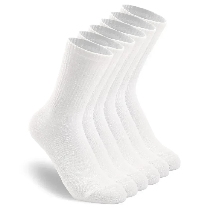 Classic Unisex Cotton Sports Socks Mid-Calf Absorb Sweat Breathable Lightweight Thin Casual Fitness Leg Socks for Men And Women