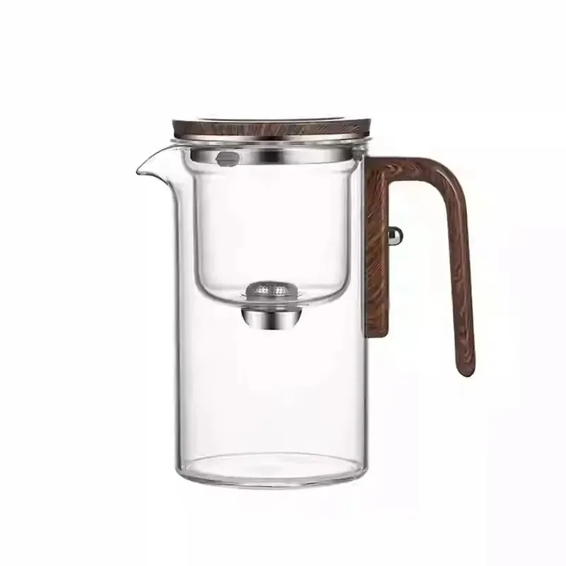 

520Ml glass teapot household office wooden handle