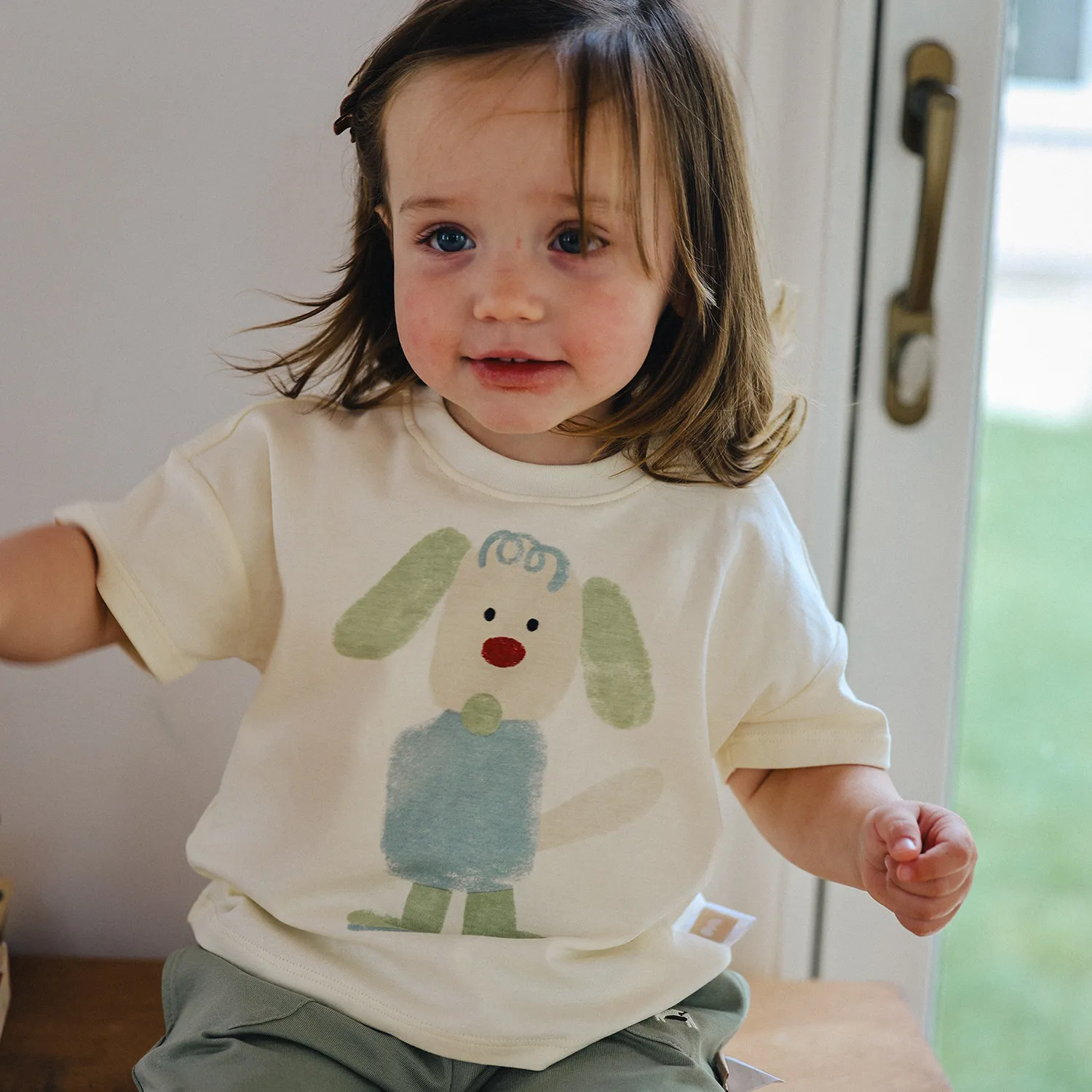 

2026 Summer New Cute Girls Shorts Sleeve T Shirts Baby Dog Print Tops Children Cotton T Shirts Toddler Casual Tops Kids Clothes