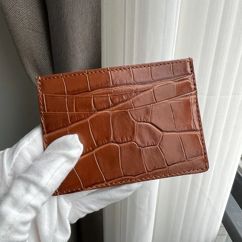 Benutzerdefiniertes Namensmonogramm, luxuriöses echtes Leder, Herren-Geldbörse, Kartenhalter, Krokodilmuster, Geschenk für Freundin, Freund, ihr