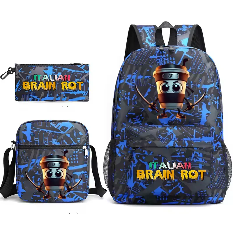 

New Italian Brainrot Students School Backpacks Cappuccino Assassino Backpack for Boys Girls Anime Bags School Bags 3pcs Mochila